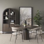 Sloan 80.5H Dark Brown Wood W/Black Metal Arched Curio Cabinet