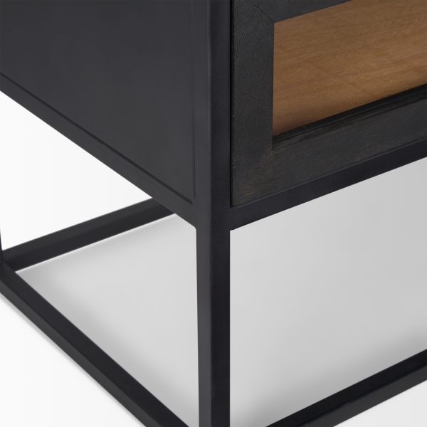 Sloan Black Wood WBlack Metal Frame Side Table 10