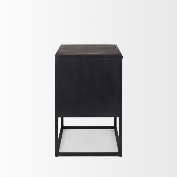 Sloan Black Wood WBlack Metal Frame Side Table 3