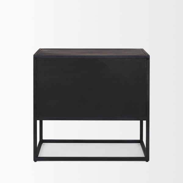 Sloan Black Wood WBlack Metal Frame Side Table 4