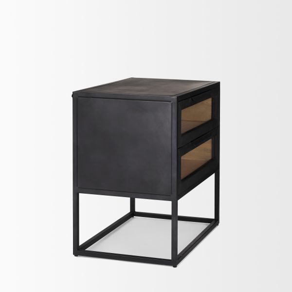 Sloan Black Wood WBlack Metal Frame Side Table 5