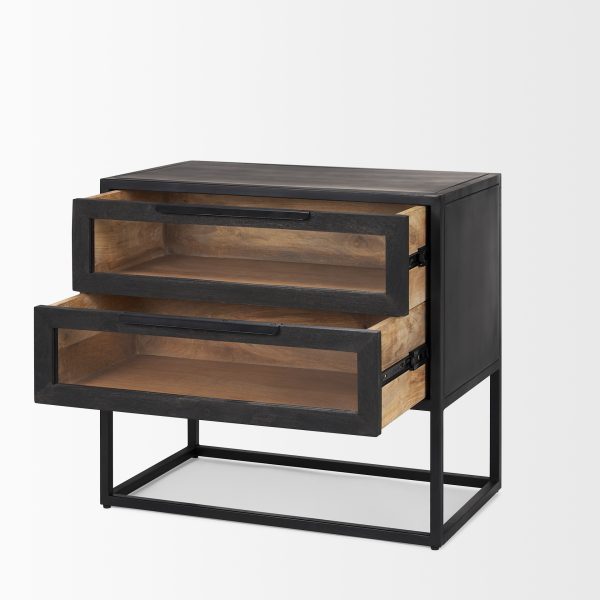 Sloan Black Wood WBlack Metal Frame Side Table 6