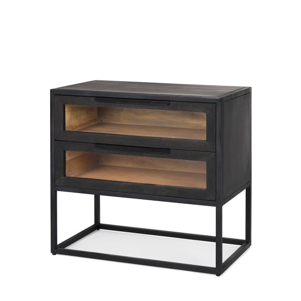 Sloan Black Wood WBlack Metal Frame Side Table