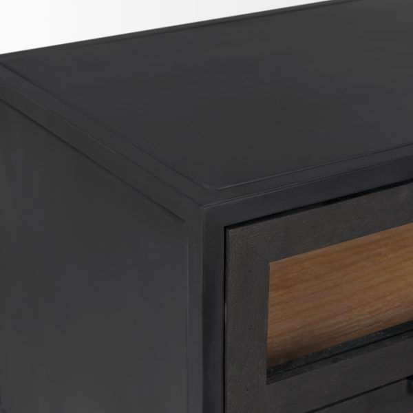 Sloan Black Wood WBlack Metal Frame Side Table 7