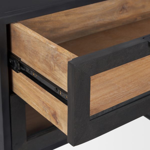 Sloan Black Wood WBlack Metal Frame Side Table 9