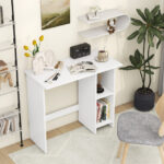 Compact Computer Desk with Adjustable Shelf and Space-Saving Design