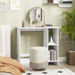 Compact Computer Desk with Adjustable Shelf and Space-Saving Design