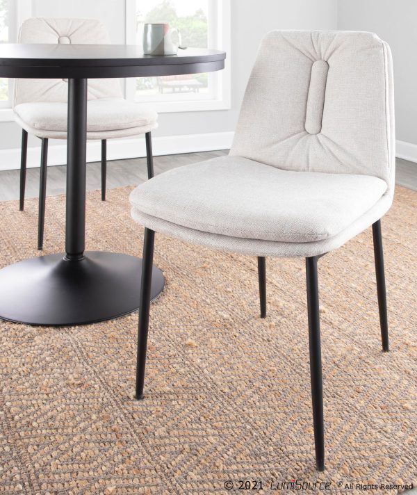 Smith Black Steel Cream Fabric Contemporary Dining Chairs Set of 2 1