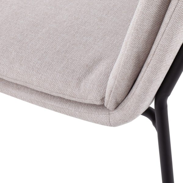 Smith Black Steel Cream Fabric Contemporary Dining Chairs Set of 2 11