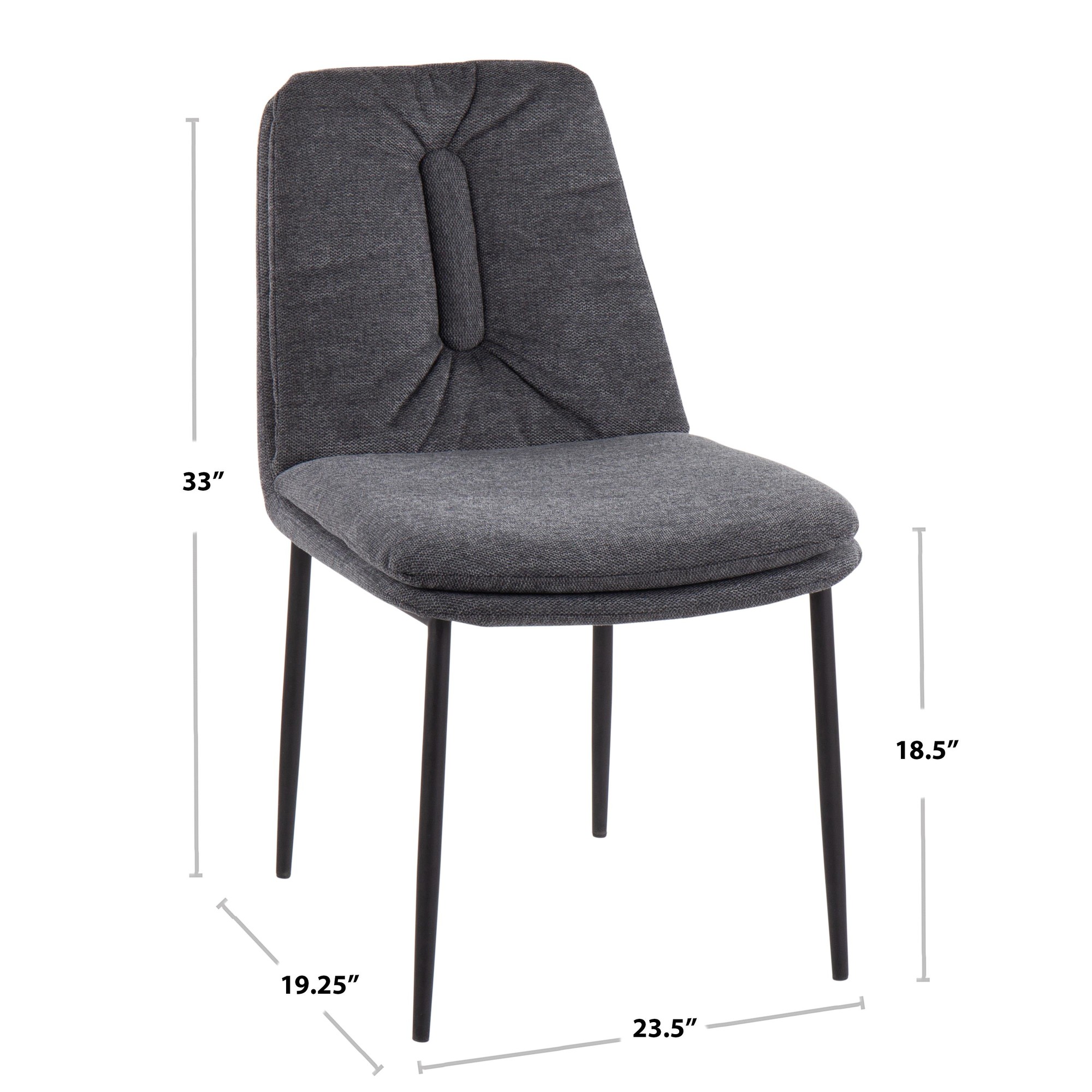 Smith Black Steel Cream Fabric Contemporary Dining Chairs (Set of 2) 13 Smith Black Steel Cream Fabric Contemporary Dining Chairs (Set of 2) - Image 13
