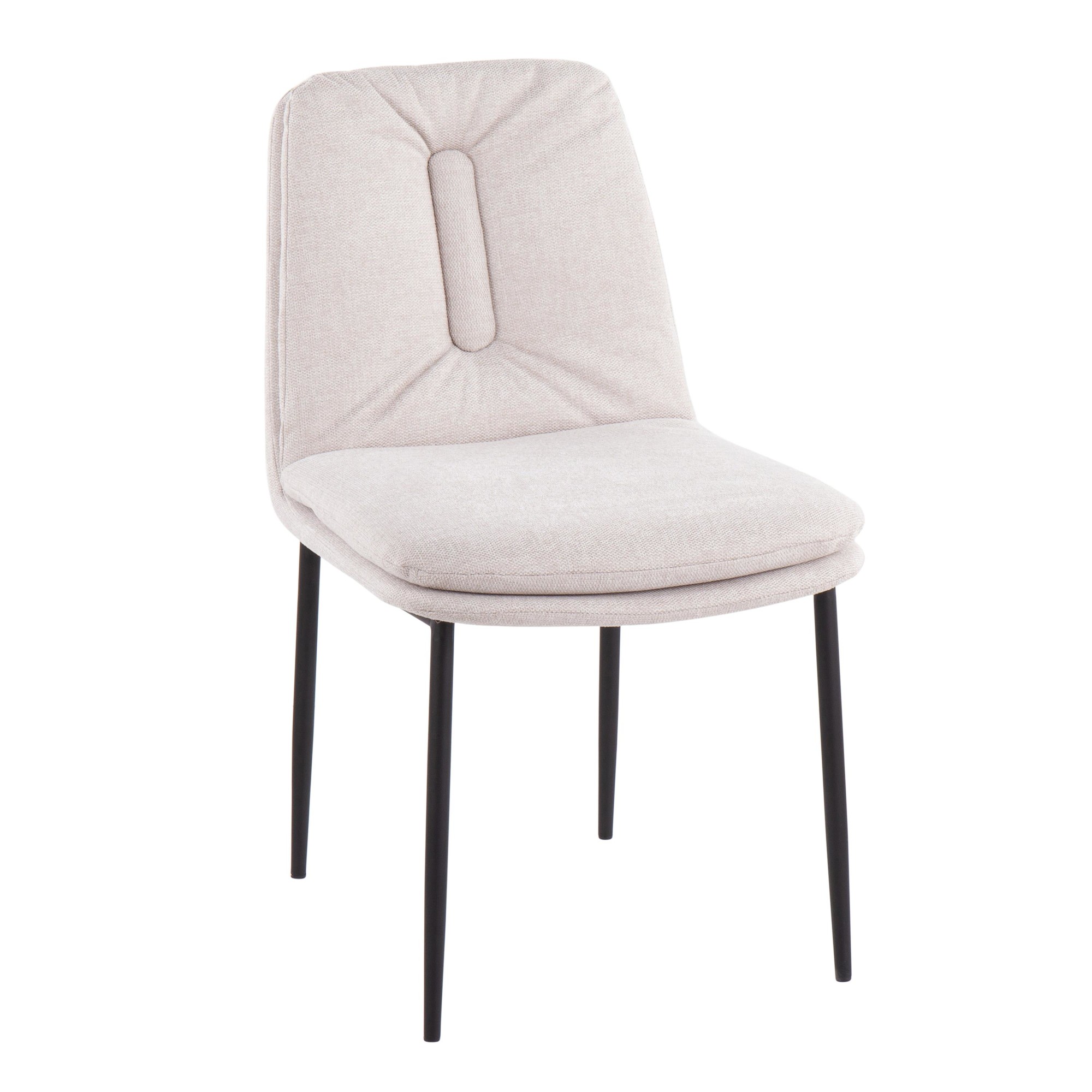 Smith Black Steel Cream Fabric Contemporary Dining Chairs (Set of 2) 4 Smith Black Steel Cream Fabric Contemporary Dining Chairs (Set of 2) - Image 4