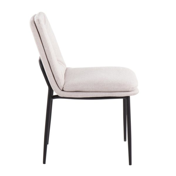 Smith Black Steel Cream Fabric Contemporary Dining Chairs Set of 2 4