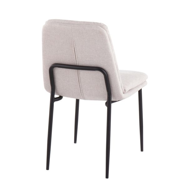 Smith Black Steel Cream Fabric Contemporary Dining Chairs Set of 2 5