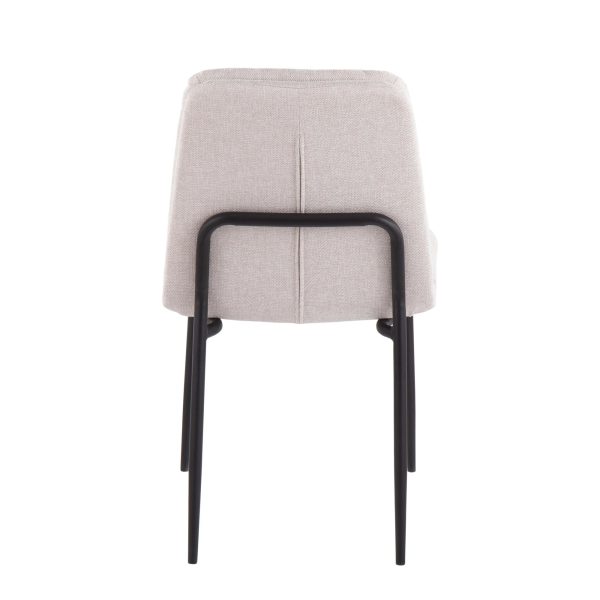 Smith Black Steel Cream Fabric Contemporary Dining Chairs Set of 2 6