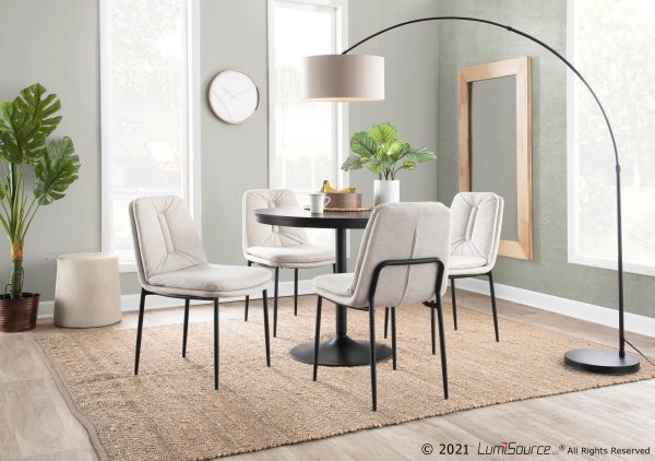 Smith Black Steel Cream Fabric Contemporary Dining Chairs Set of 2