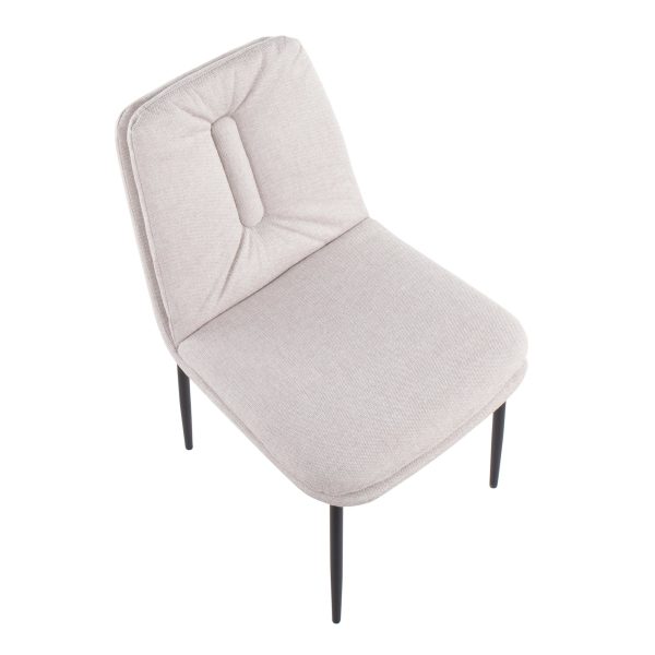 Smith Black Steel Cream Fabric Contemporary Dining Chairs Set of 2 8