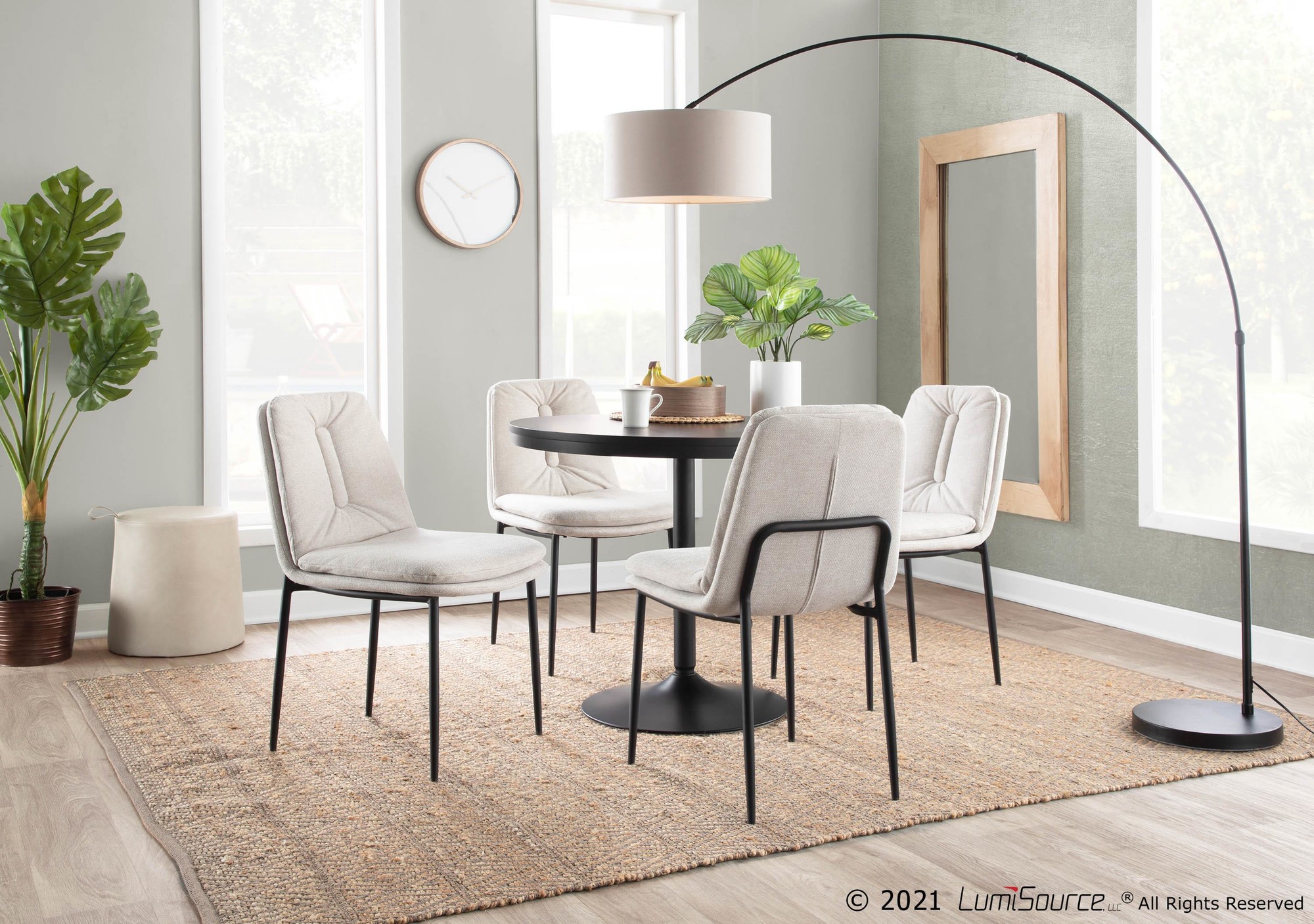 Smith Black Steel Cream Fabric Contemporary Dining Chairs (Set of 2) 1 Smith Black Steel Cream Fabric Contemporary Dining Chairs (Set of 2)