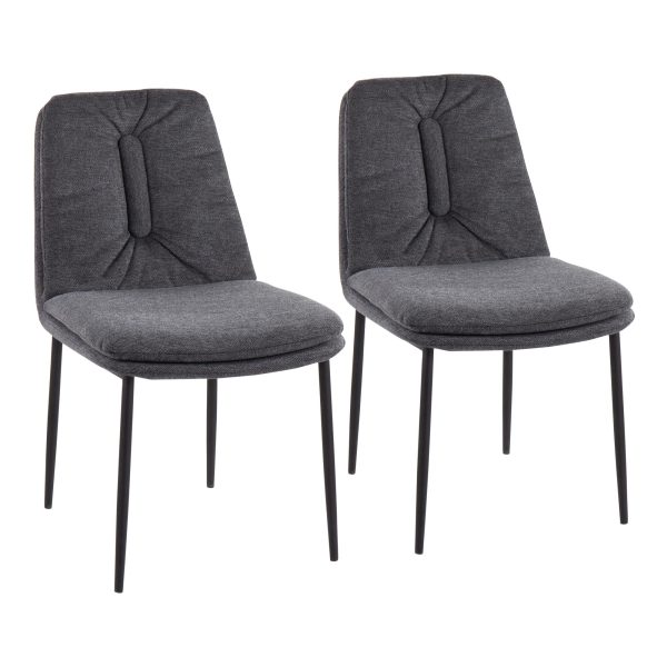Smith Charcoal Fabric Black Steel Contemporary Dining Chairs Set of 2 1