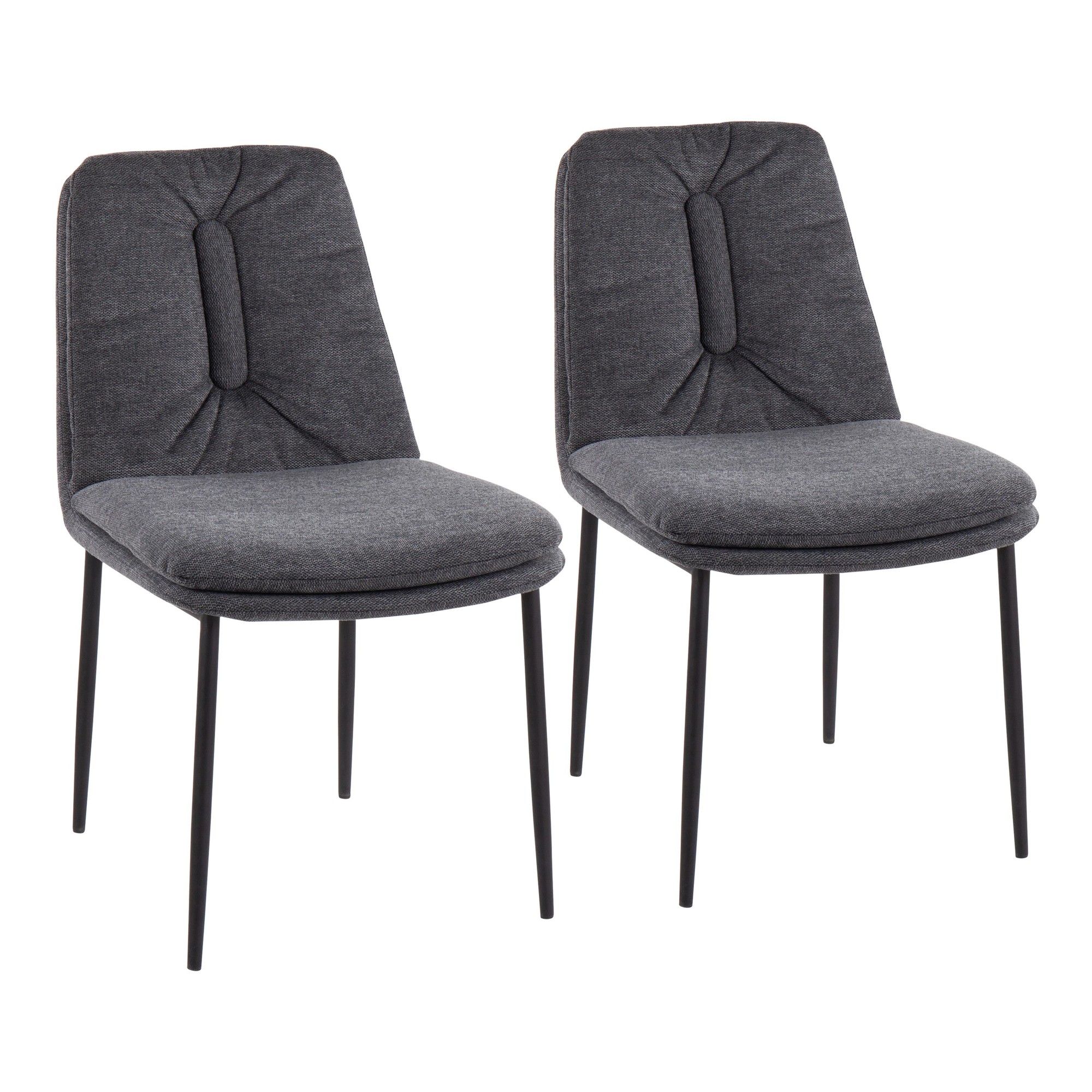 Smith Charcoal Fabric Black Steel Contemporary Dining Chairs (Set of 2) 2 Smith Charcoal Fabric Black Steel Contemporary Dining Chairs (Set of 2) - Image 2