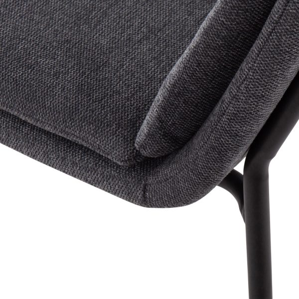 Smith Charcoal Fabric Black Steel Contemporary Dining Chairs Set of 2 10