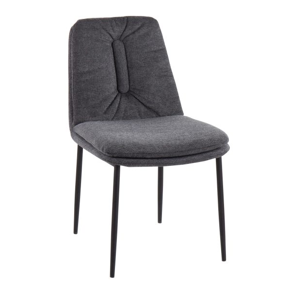 Smith Charcoal Fabric Black Steel Contemporary Dining Chairs Set of 2 2