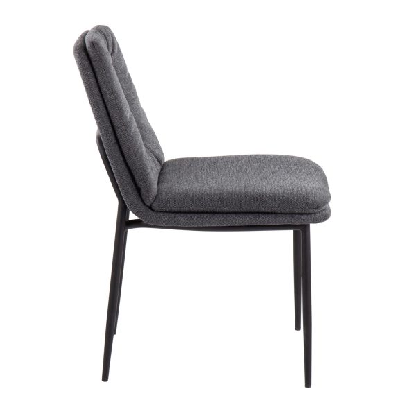 Smith Charcoal Fabric Black Steel Contemporary Dining Chairs Set of 2 3