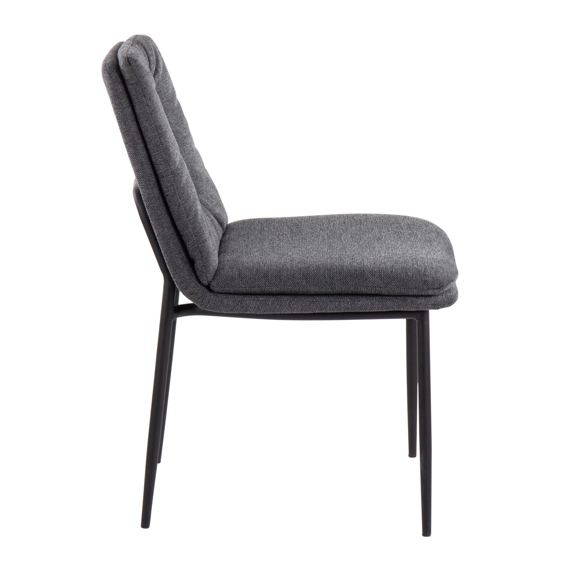 Smith Charcoal Fabric Black Steel Contemporary Dining Chairs (Set of 2) 4 Smith Charcoal Fabric Black Steel Contemporary Dining Chairs (Set of 2) - Image 4