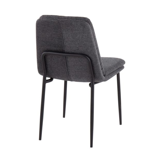 Smith Charcoal Fabric Black Steel Contemporary Dining Chairs Set of 2 4