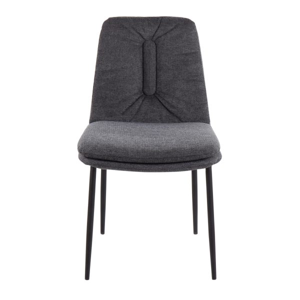 Smith Charcoal Fabric Black Steel Contemporary Dining Chairs Set of 2 6