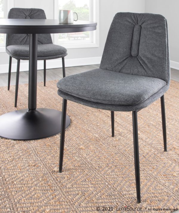 Smith Charcoal Fabric Black Steel Contemporary Dining Chairs Set of 2