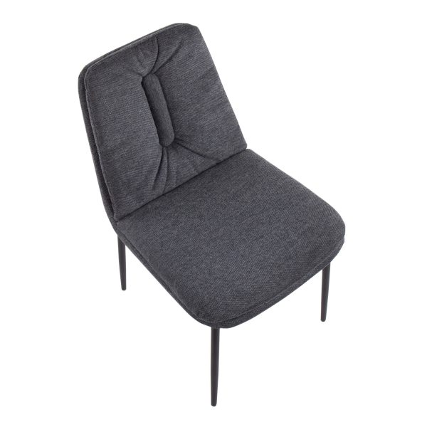 Smith Charcoal Fabric Black Steel Contemporary Dining Chairs Set of 2 7