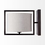 Smithe I 9x13 Black Toned Metal Cream Lampshade Wall Sconce
