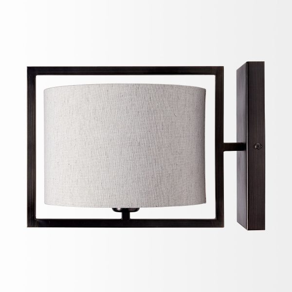 Smithe I 9x13 Black Toned Metal Cream Lampshade Wall Sconce 3