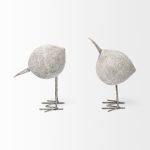Snipe II 6L x 6W Off-White Resin Bird Ornament W/ Metal Feet