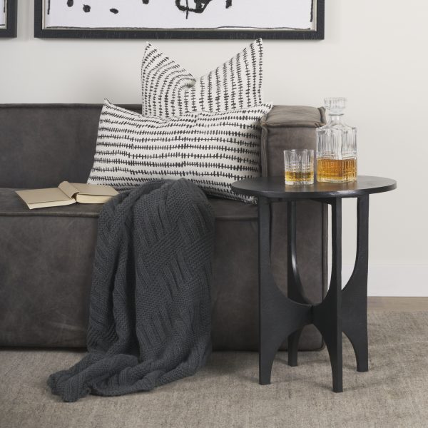 Sobi Textured Matte Black Round Metal Accent Table 1
