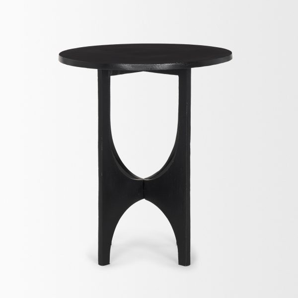 Sobi Textured Matte Black Round Metal Accent Table 3