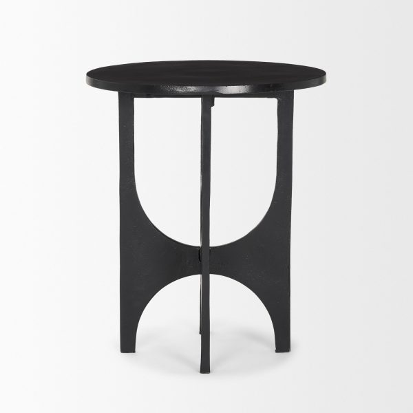 Sobi Textured Matte Black Round Metal Accent Table 4