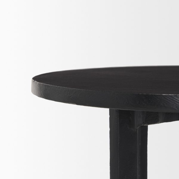 Sobi Textured Matte Black Round Metal Accent Table 6