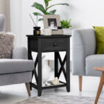 Wood Side Table with Drawer and Shelf for Storage 8 Wood Side Table with Drawer and Shelf for Storage