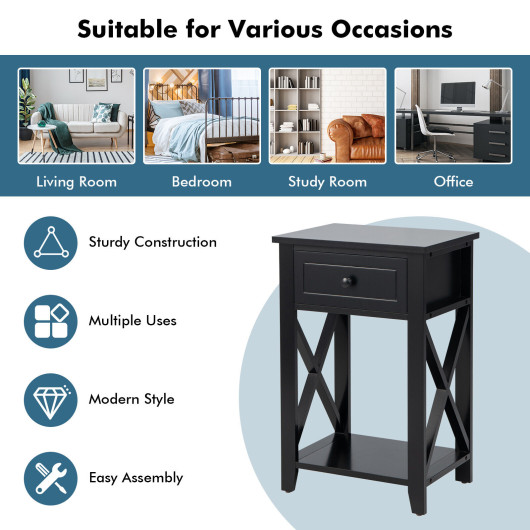 Wood Side Table with Drawer and Shelf for Storage 5 Wood Side Table with Drawer and Shelf for Storage - Image 5
