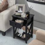 Wood Side Table with Drawer and Shelf for Storage 9 Wood Side Table with Drawer and Shelf for Storage