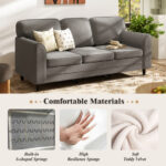 Ergonomic Teddy Velvet Sofa with Washable Cushions and Pillows