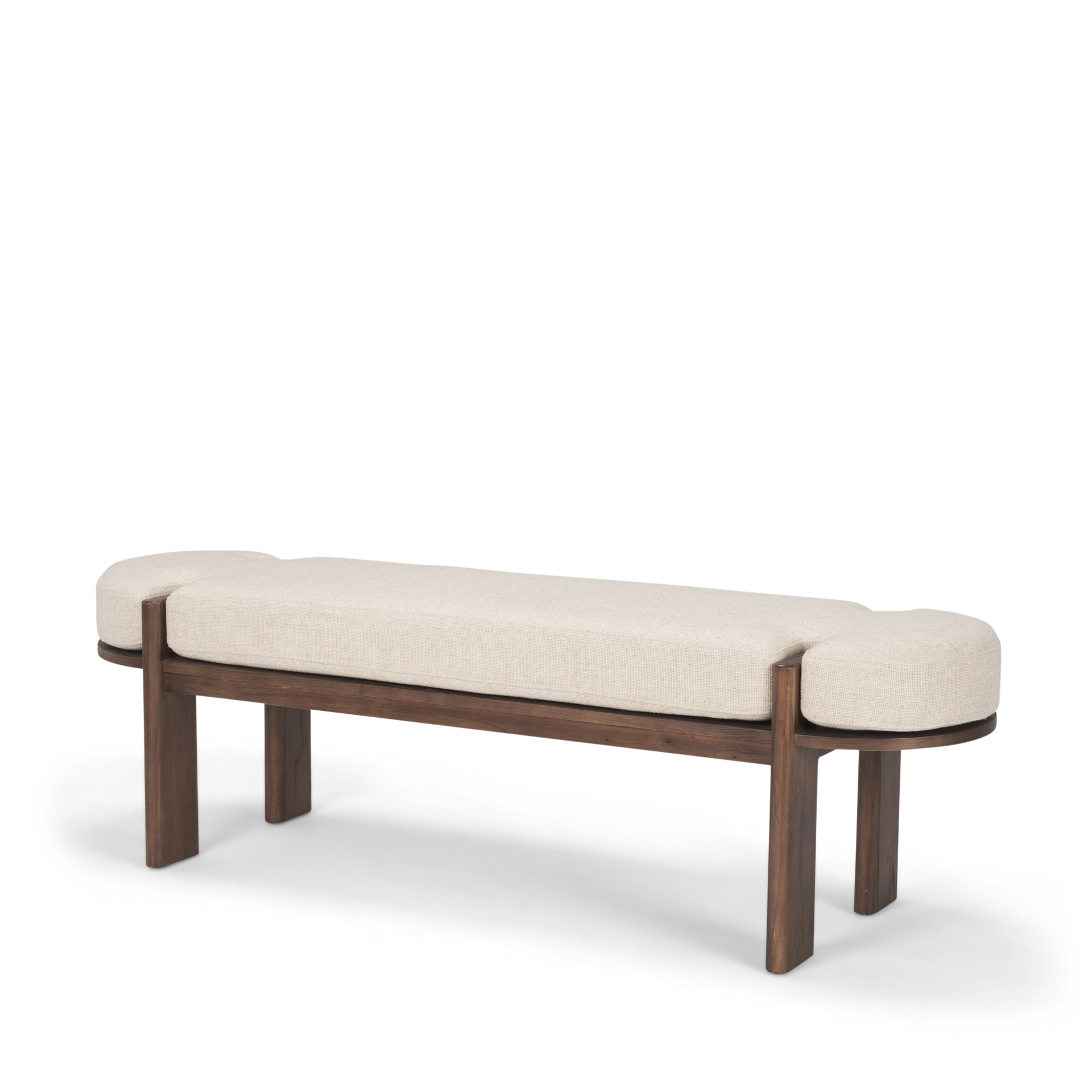 Sohan Dark Elm Wood w/ Oatmeal Fabric Bench 1 Sohan Dark Elm Wood w/ Oatmeal Fabric Bench