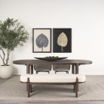 Sohan Dark Elm Wood w/ Oatmeal Fabric Bench
