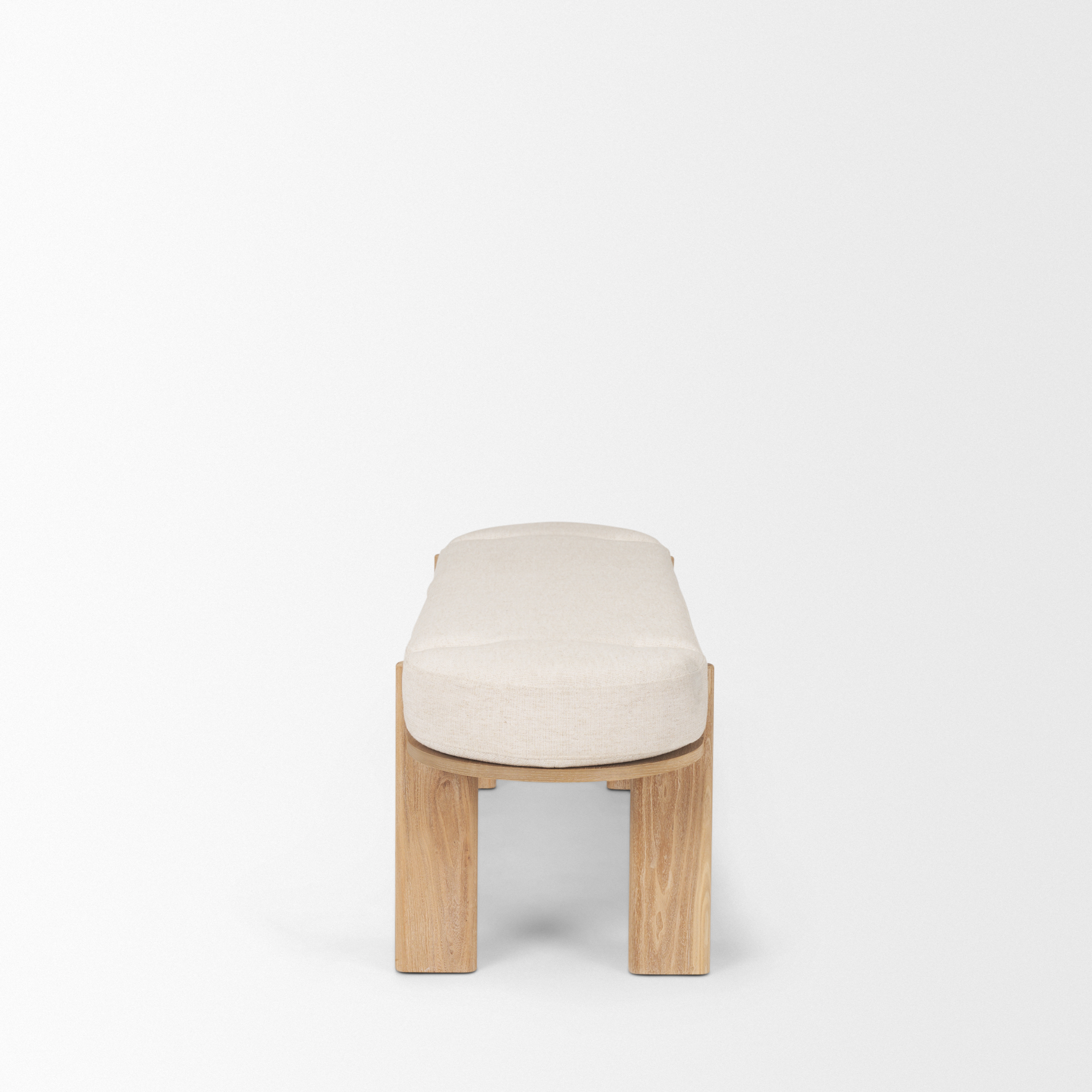 Sohan Light Brown Elm Wood w/ Oatmeal Fabric Bench 5 Sohan Light Brown Elm Wood w/ Oatmeal Fabric Bench - Image 5