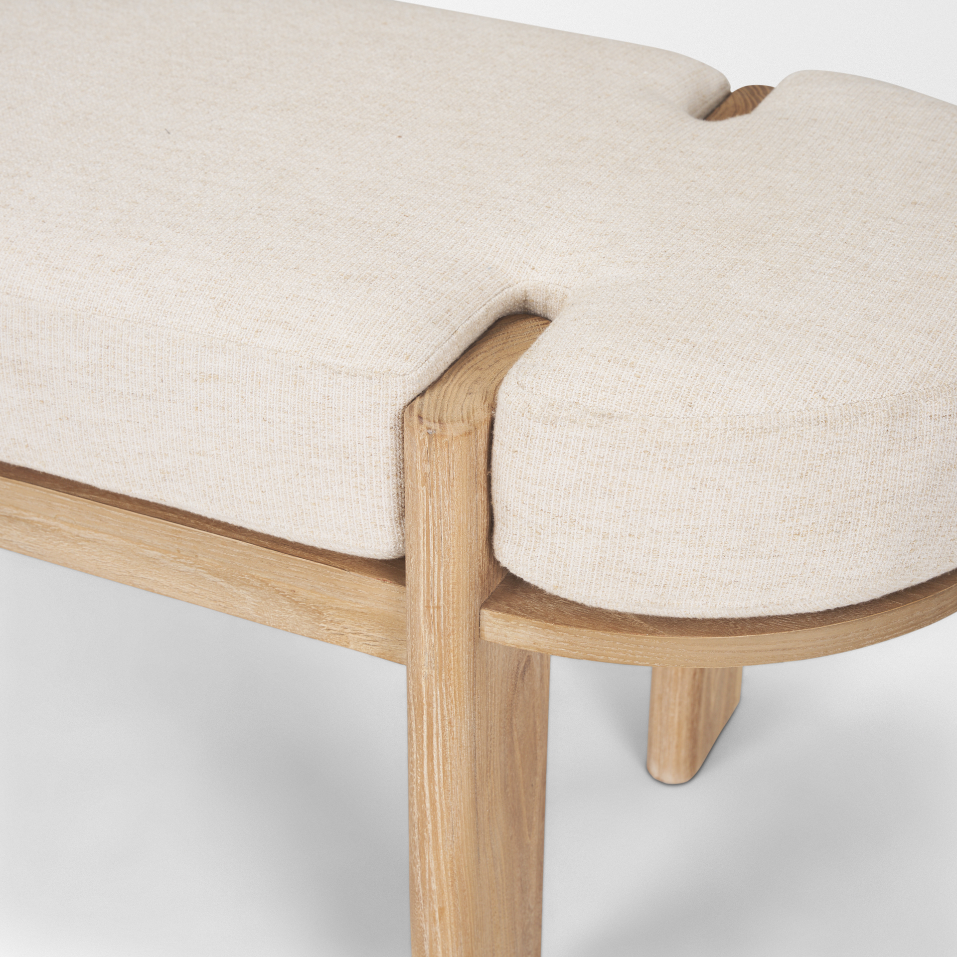 Sohan Light Brown Elm Wood w/ Oatmeal Fabric Bench 8 Sohan Light Brown Elm Wood w/ Oatmeal Fabric Bench - Image 8