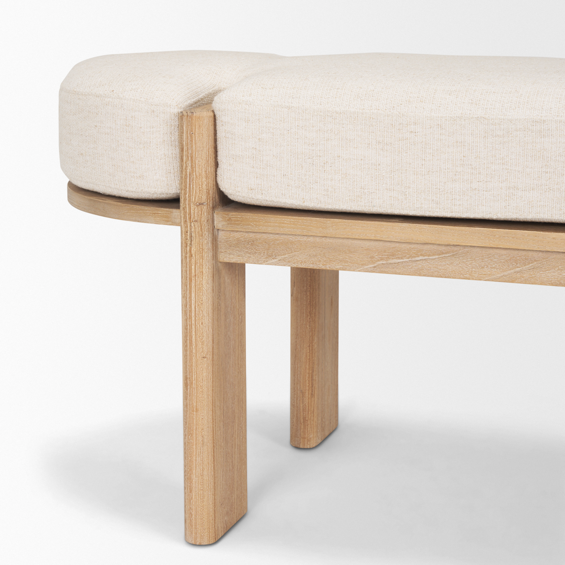 Sohan Light Brown Elm Wood w/ Oatmeal Fabric Bench 9 Sohan Light Brown Elm Wood w/ Oatmeal Fabric Bench - Image 9