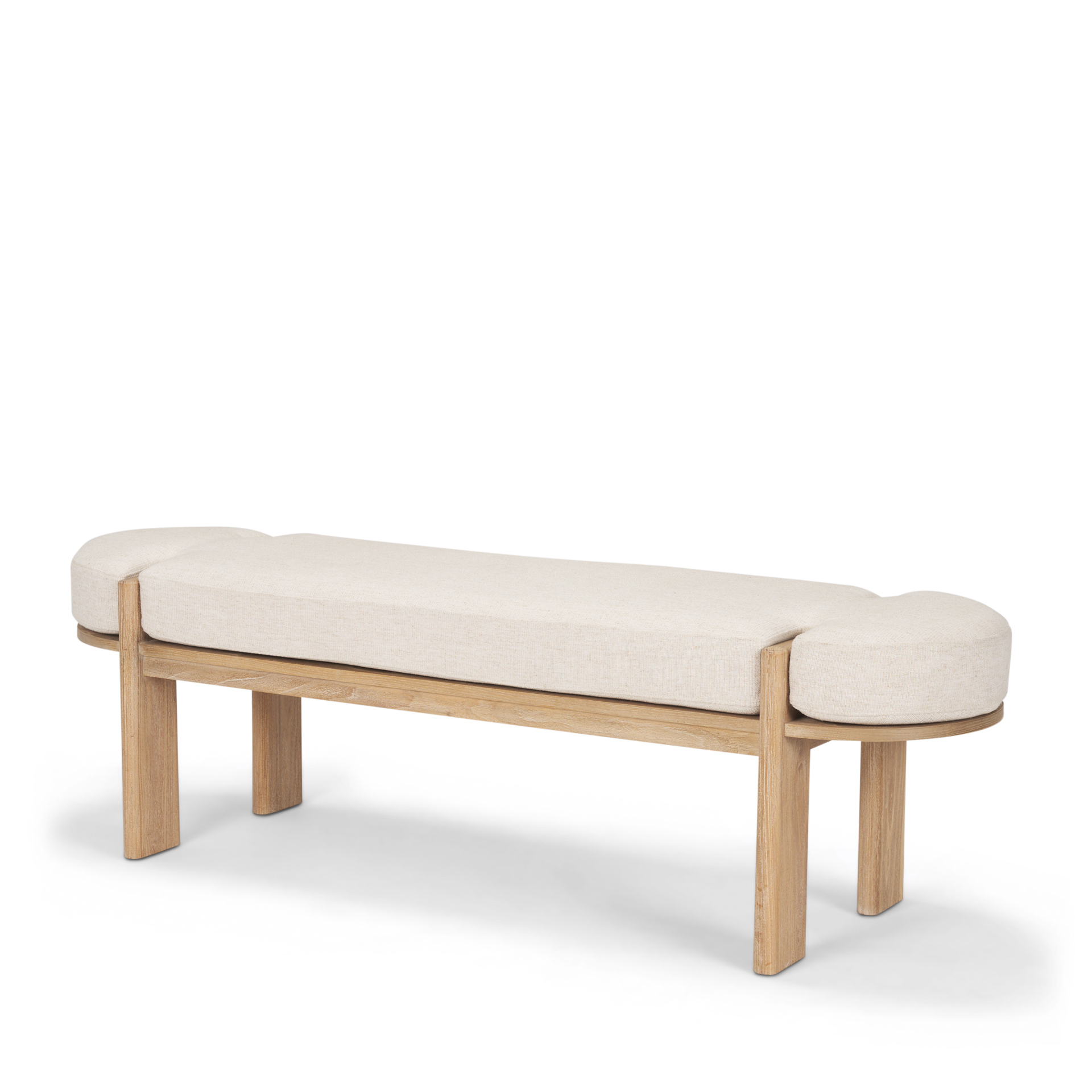 Sohan Light Brown Elm Wood w/ Oatmeal Fabric Bench 1 Sohan Light Brown Elm Wood w/ Oatmeal Fabric Bench