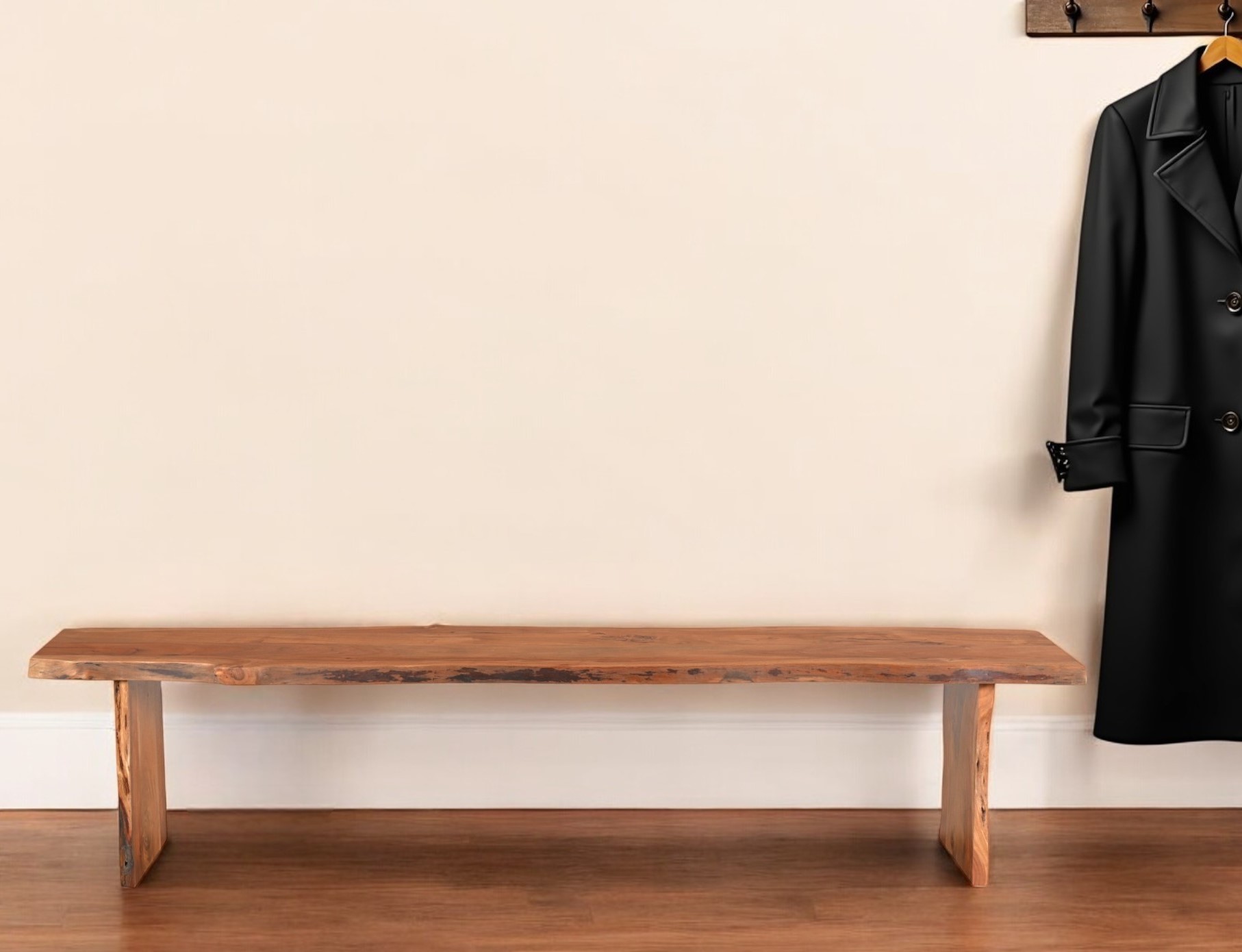Solid Wood Natural Dining Bench – Rustic Style 2 Solid Wood Natural Dining Bench – Rustic Style - Image 2