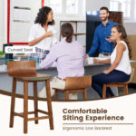 Mid Century Solid Wood Bar Stools with Backrest and Footrest (Set of 2)
